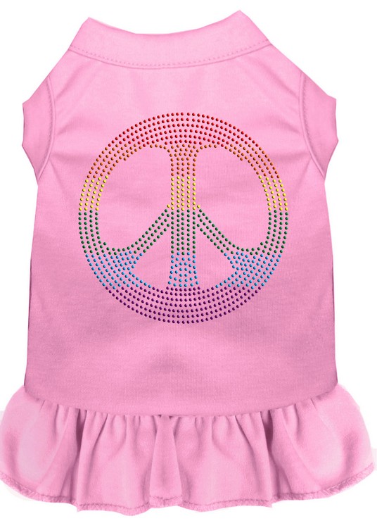 Rhinestone Rainbow Peace Dress Light Pink XS